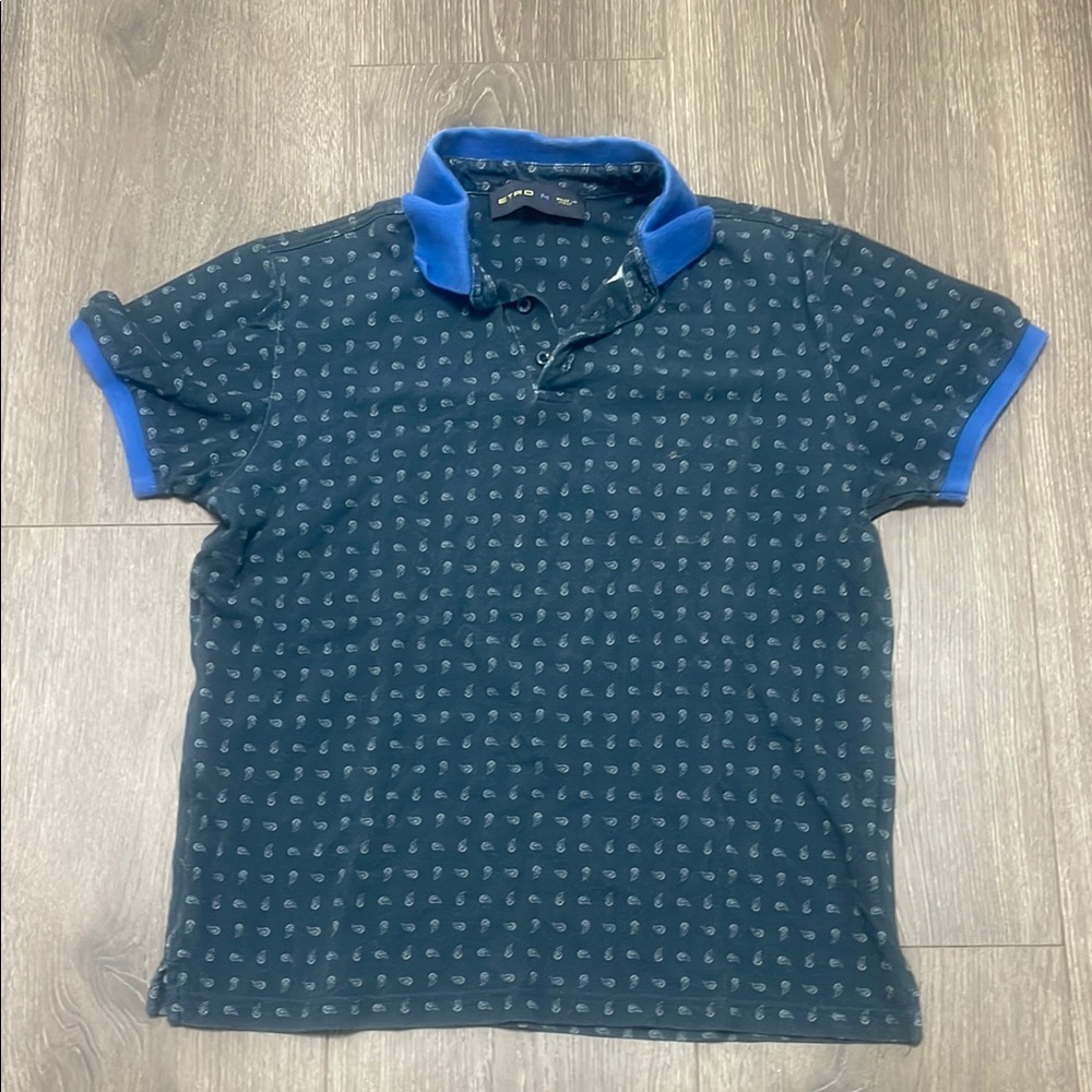 Etro 100% Cotton Blue Paisley Polo